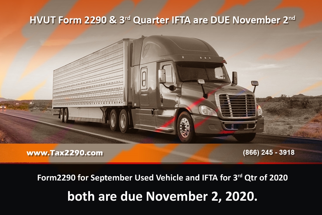 Today is the Deadline to file Prorated Form 2290 and 3rd Qtr IFTA tax